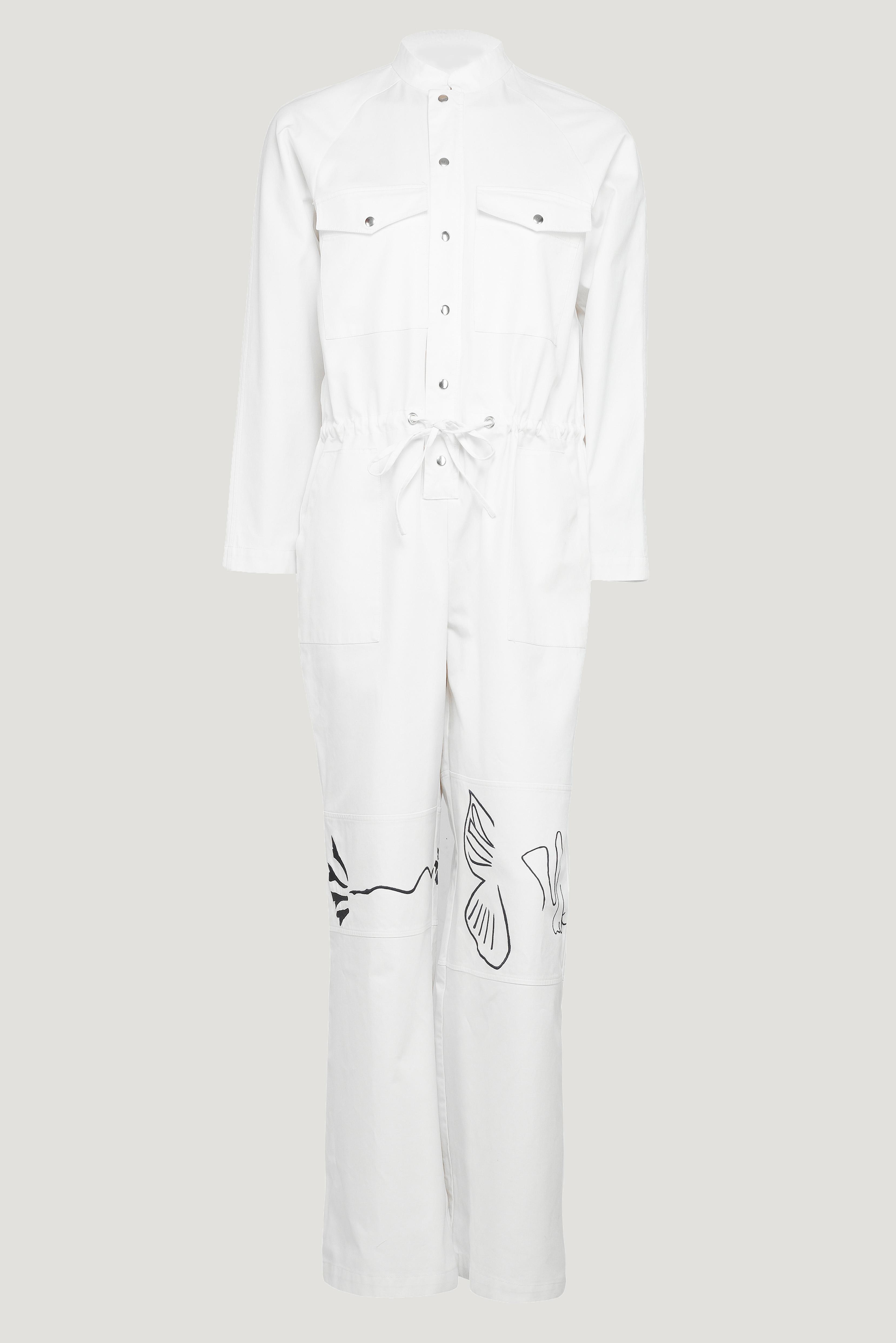 Embroidered raglan-sleeved jumpsuit